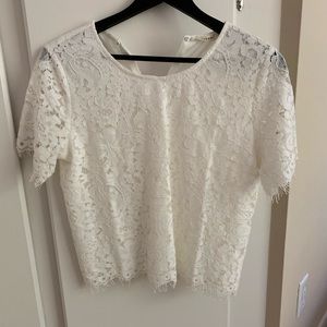 Vici ivory, lace fringe top